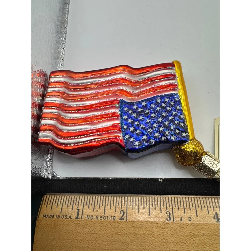 Old World Christmas Star-Spangled Banner American Flag Glass Ornament 24046